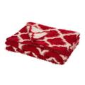 Glitzhome 60"L*50"W Reversible Knitted  Nylon Eyelash Yarn Red/White Throw Blanket 1250g